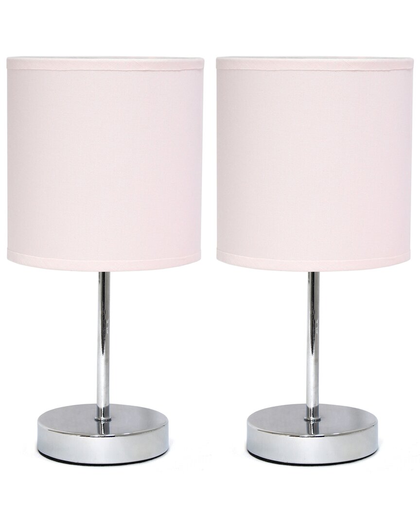 Lalia Home Laila Home Chrome Mini Basic Table Lamp With Fabric Shade In Blush