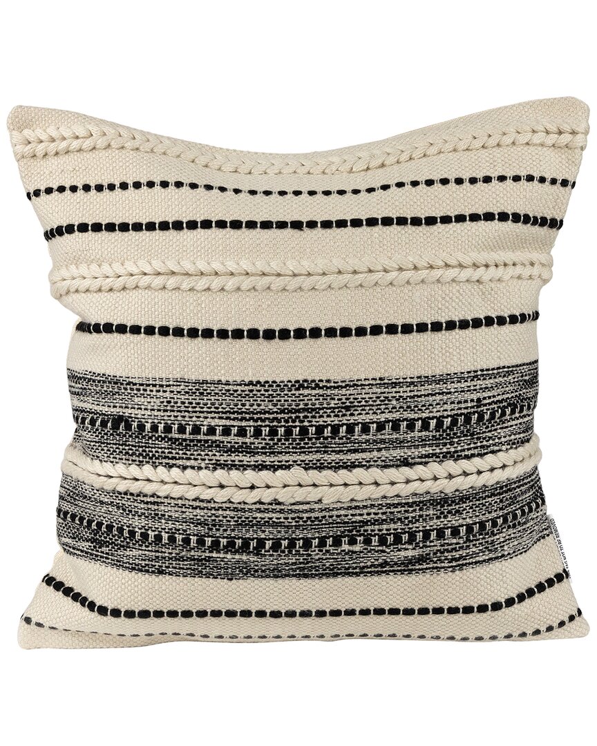Northlight 20in Twisted Textured Block Handloom Woven Outdoor Square Throw Pillow In Neutral
