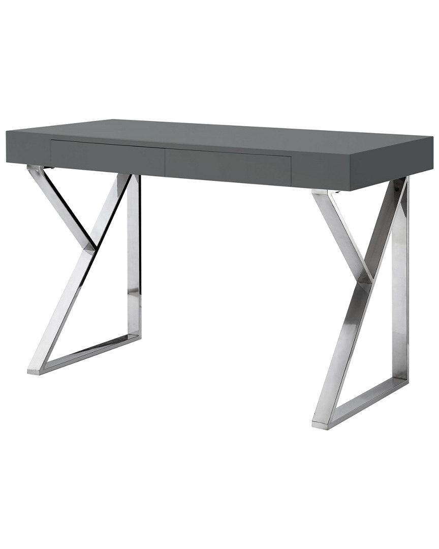 Inspired Home Markee Writing Desk In Dark Grey,chrome