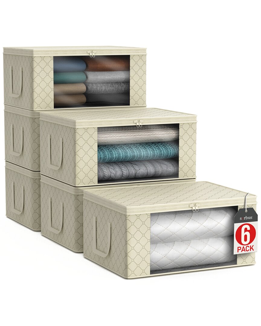 Sorbus Pack Of 6 Storage Organize Bags In Beige