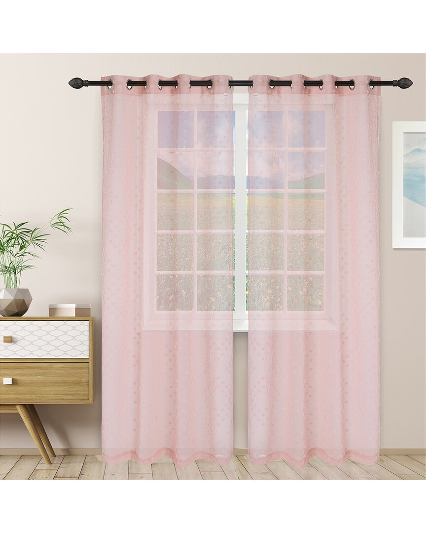 Superior Poppy Sheer Panel Grommet Curtain Panel Set In Pink