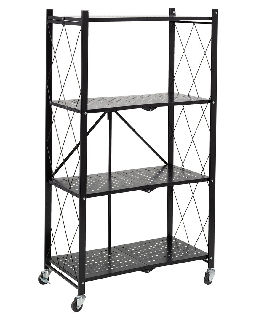 Honey-can-do Collapsible 4-tier Metal Shelf On Wheels In Black
