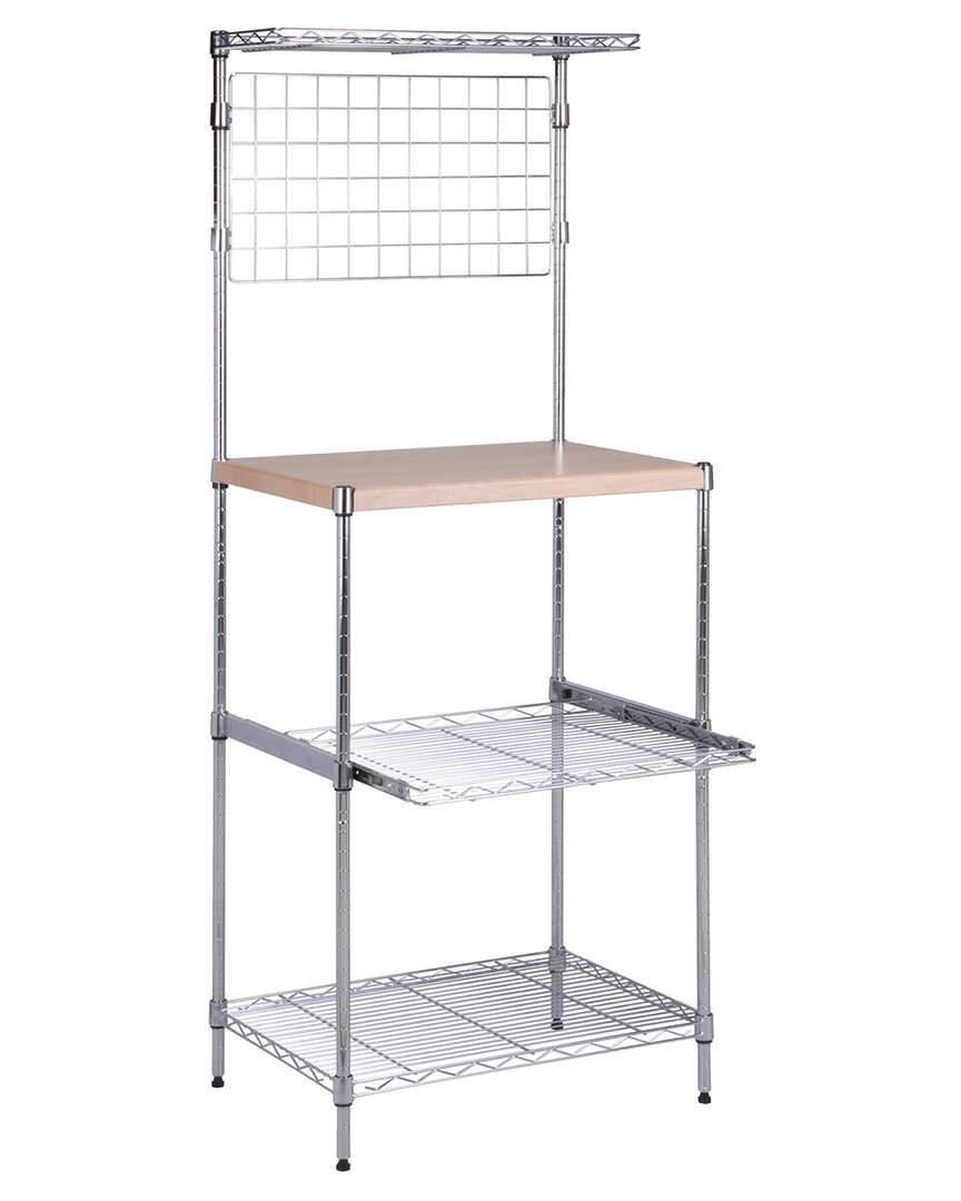 Honey-can-do Microwave Shelving Unit With Shelves In Metallic