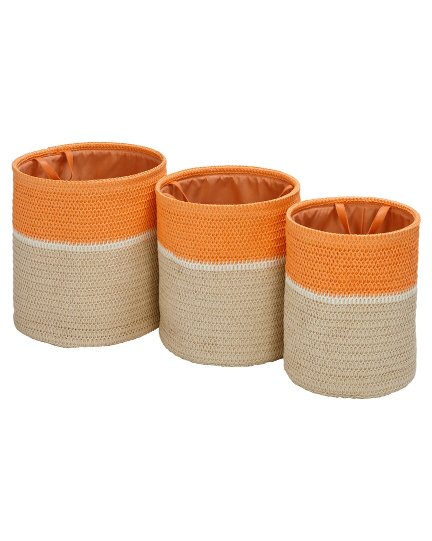 Honey-can-do Set Of 3 Paper Straw Nesting Baskets With Handles In Natural