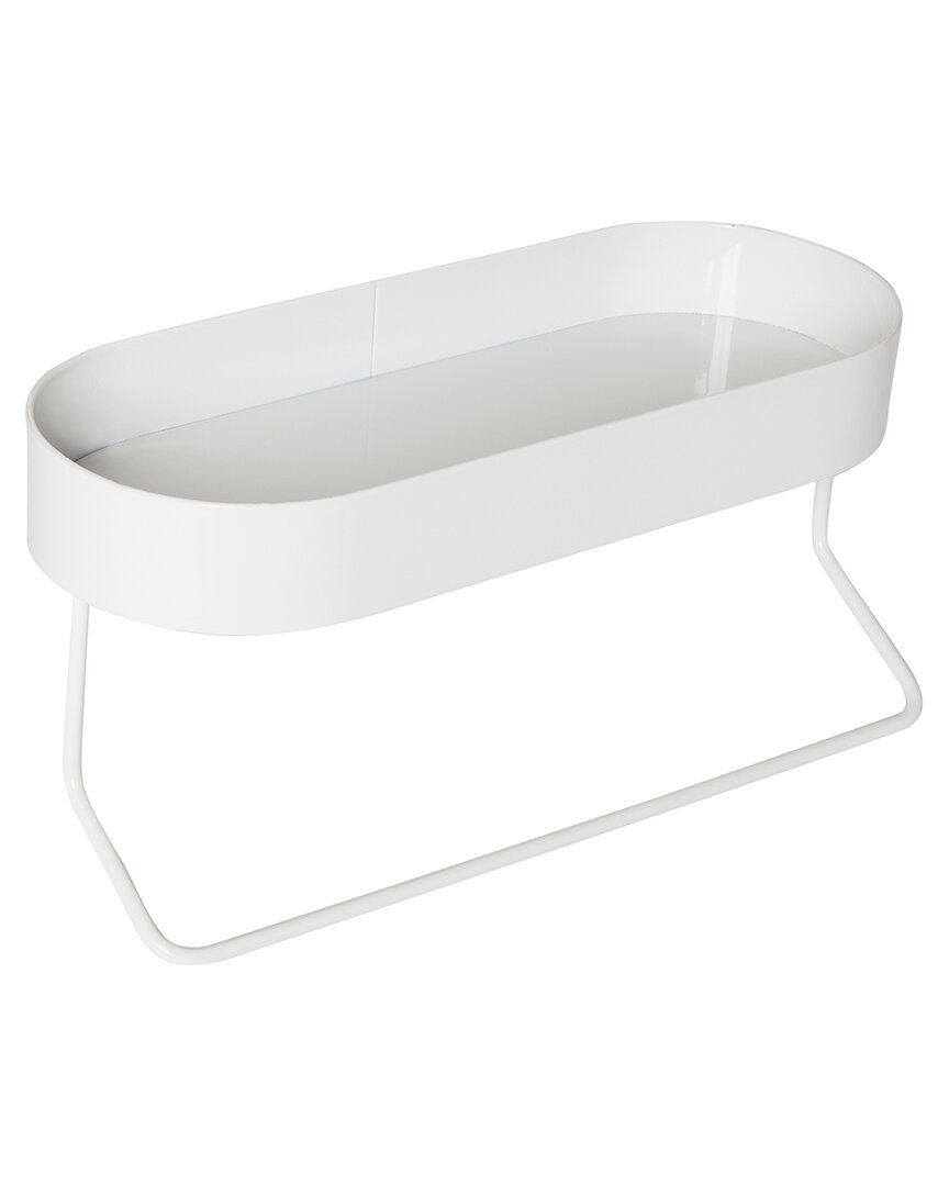 Honey-can-do Wall Mounted Bathroom Shelf With Towel Bar And Oval Top Tray In White