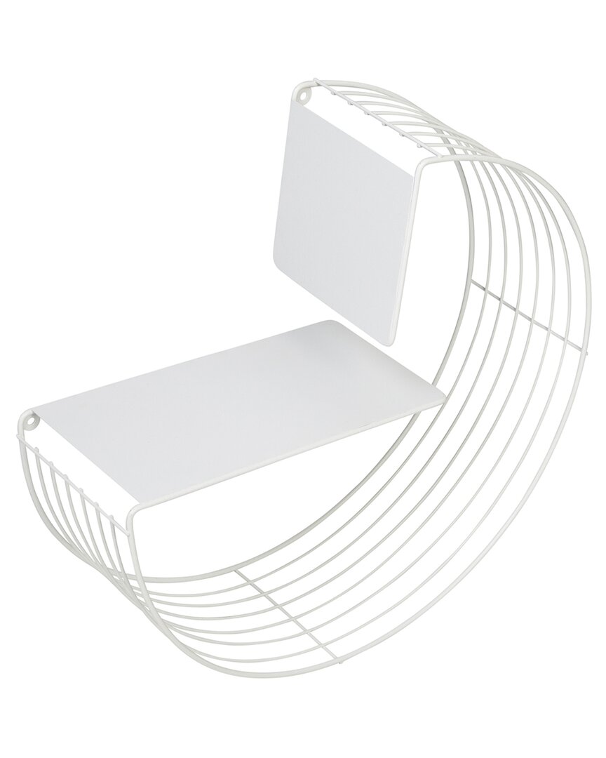 Honey-can-do Floating Circular Decorative Metal Wall Shelf In White