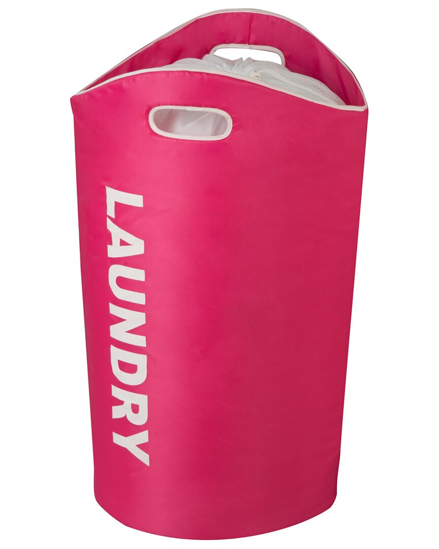 Honey-can-do Graphic Laundry Basket With Handles In Pink