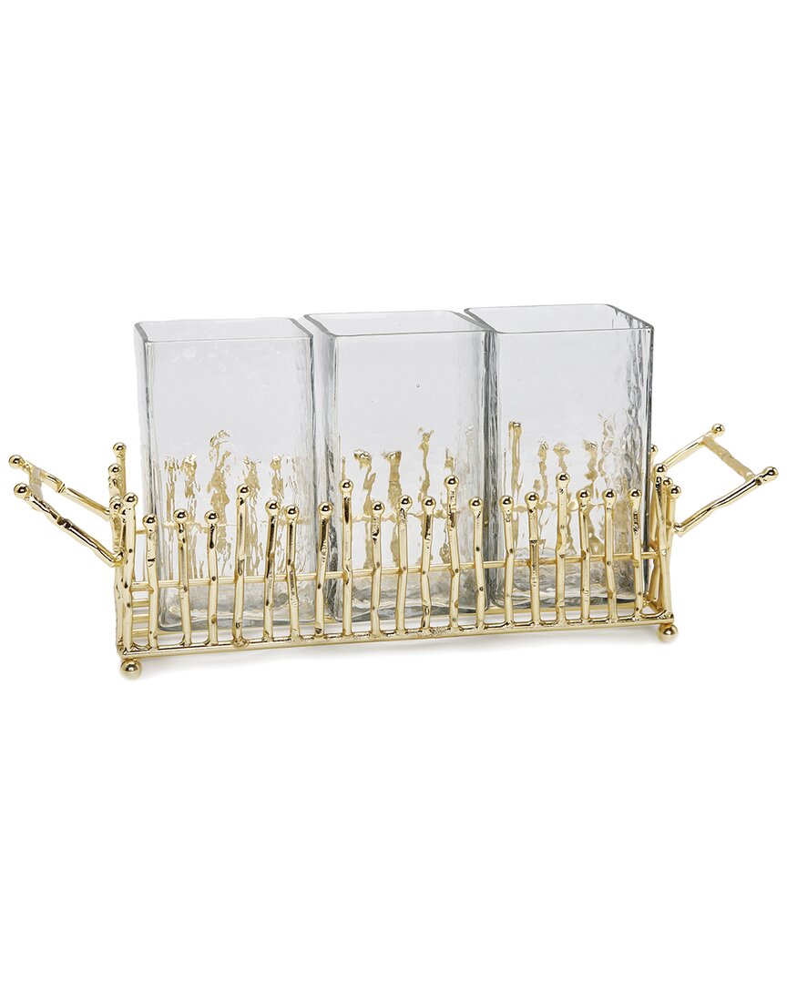 Alice Pazkus Cutlery Holder With Gold Symmetrical Design