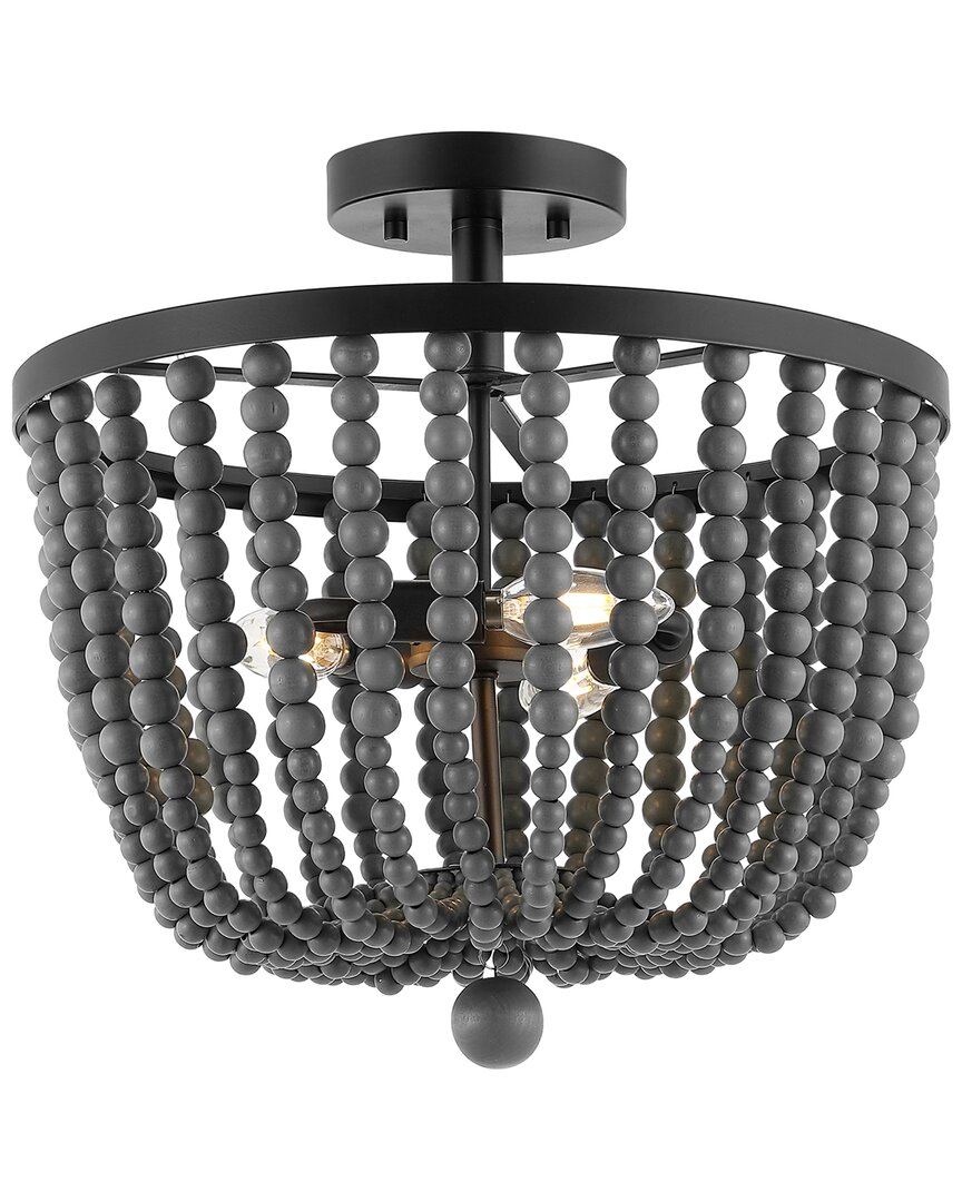 Jonathan Y Drift Wood Bead 16in 3-light Led Semi Flush Mount In Gray