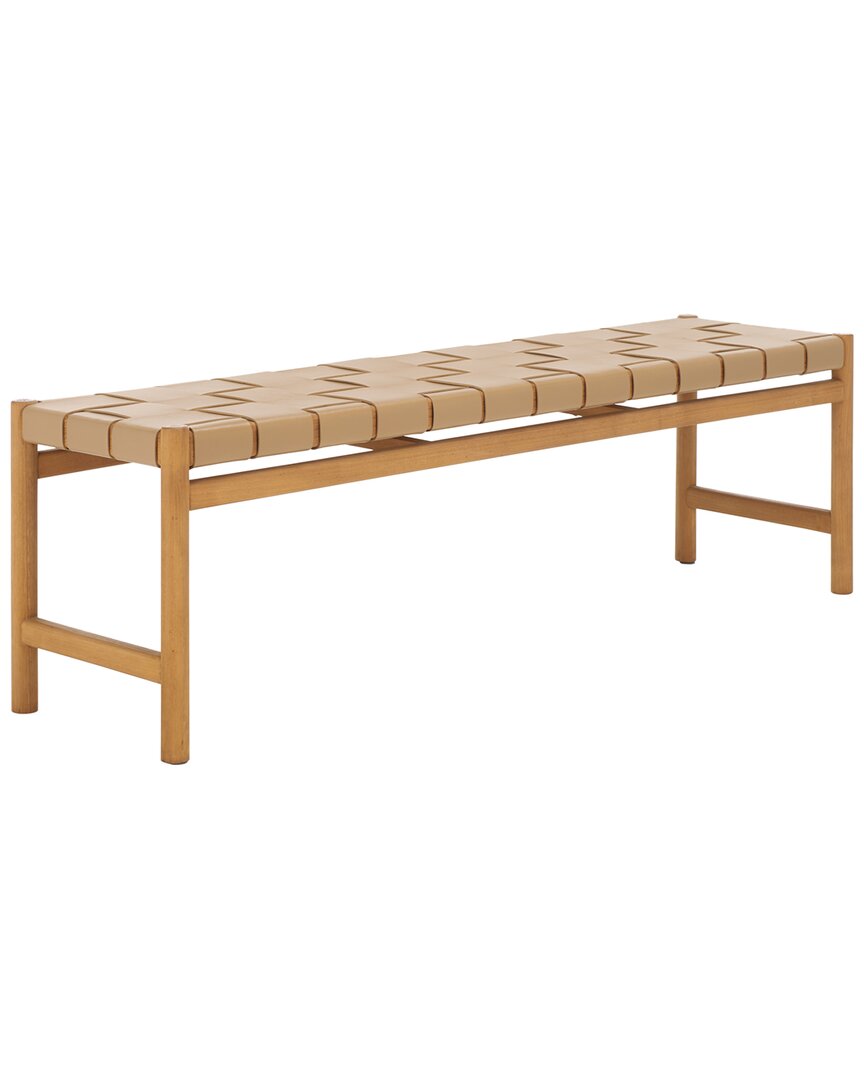 Safavieh Couture Devnie Woven Leather Bench In Brown