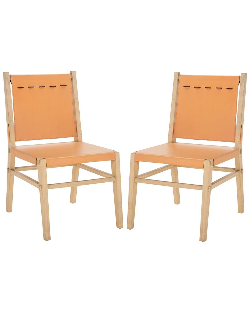 Safavieh Couture Catriella Leather Dining Chair In Brown