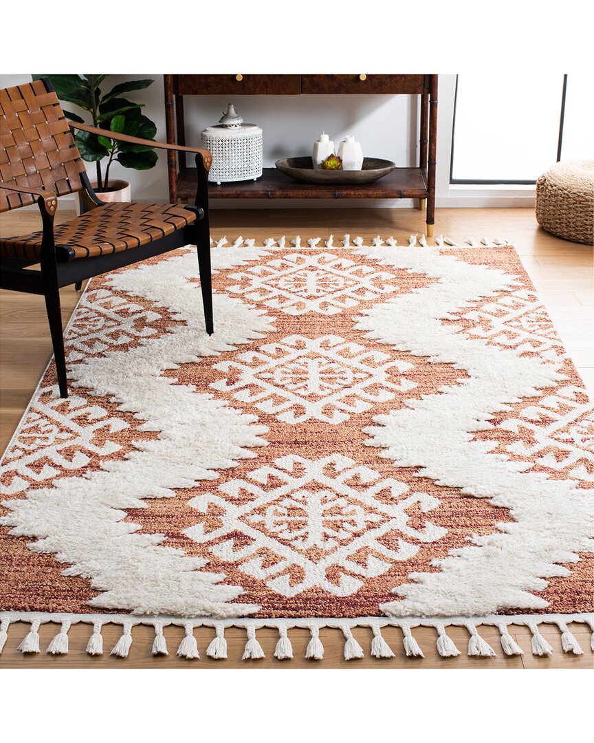 Safavieh Moroccan Tassel Shag Polypropylene Pile Rug In Orange