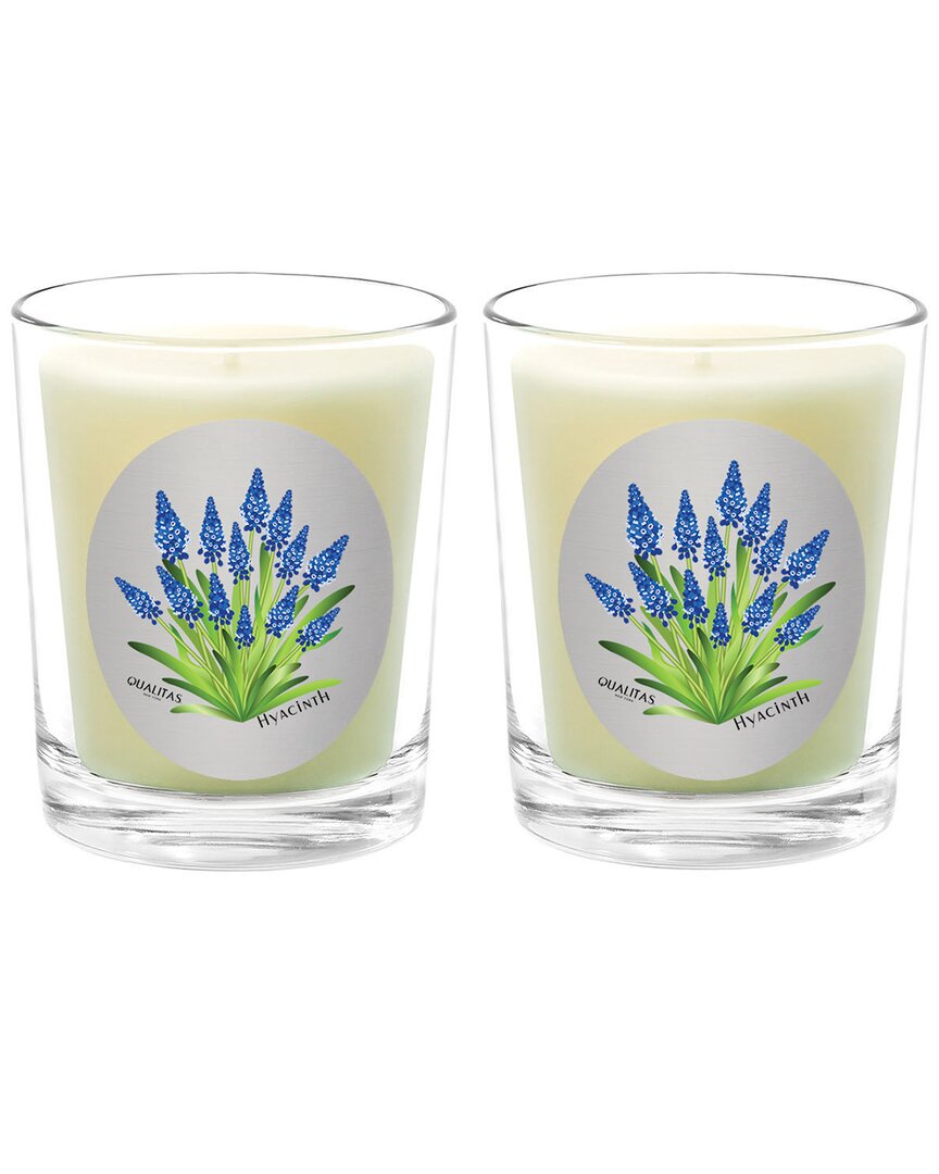 Qualitas Hyacinth Two Scented Beeswax Candle Set In White