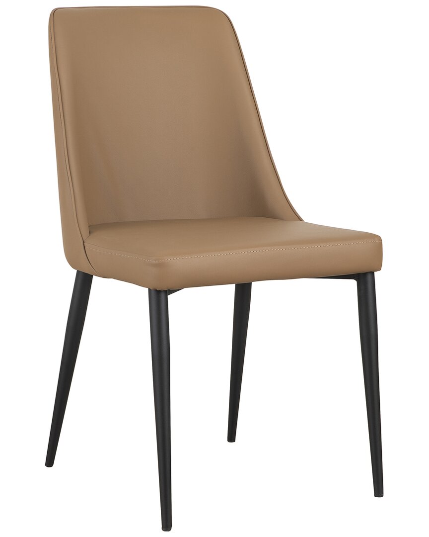 Moe's Home Collection Moe's Home Furnishings Lula Dining Chair Cool Tan Vegan Leather Set Of Two In Brown
