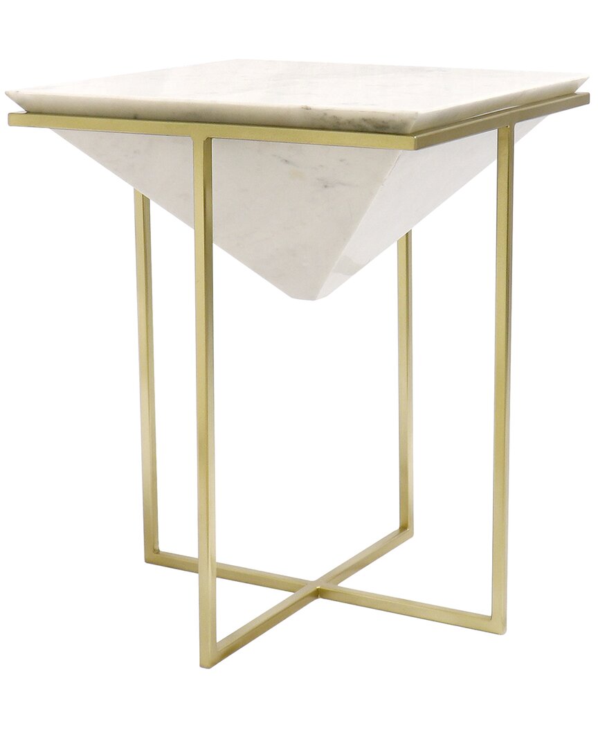 Pasargad Home Perama Marble/stainless Steel Side Table
