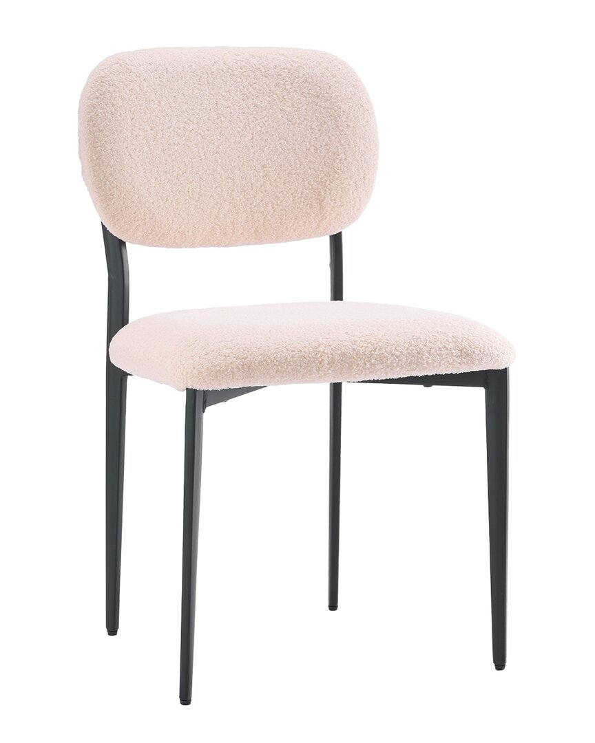 Unikome Set Of 2 Modern Teddy Velvet Upholstered Dining Chairs With Metal Legs