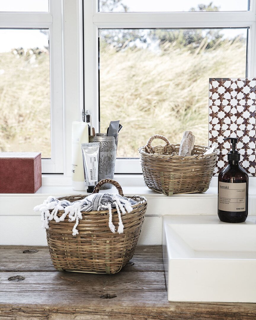 House Doctor Woven Brown Basket With Handles In Brown