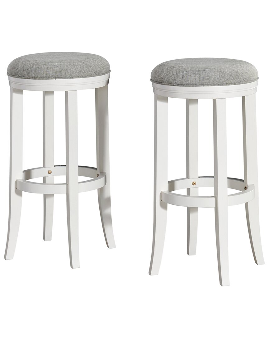 Alaterre Natick Set Of 2 Bar Height Stools In White