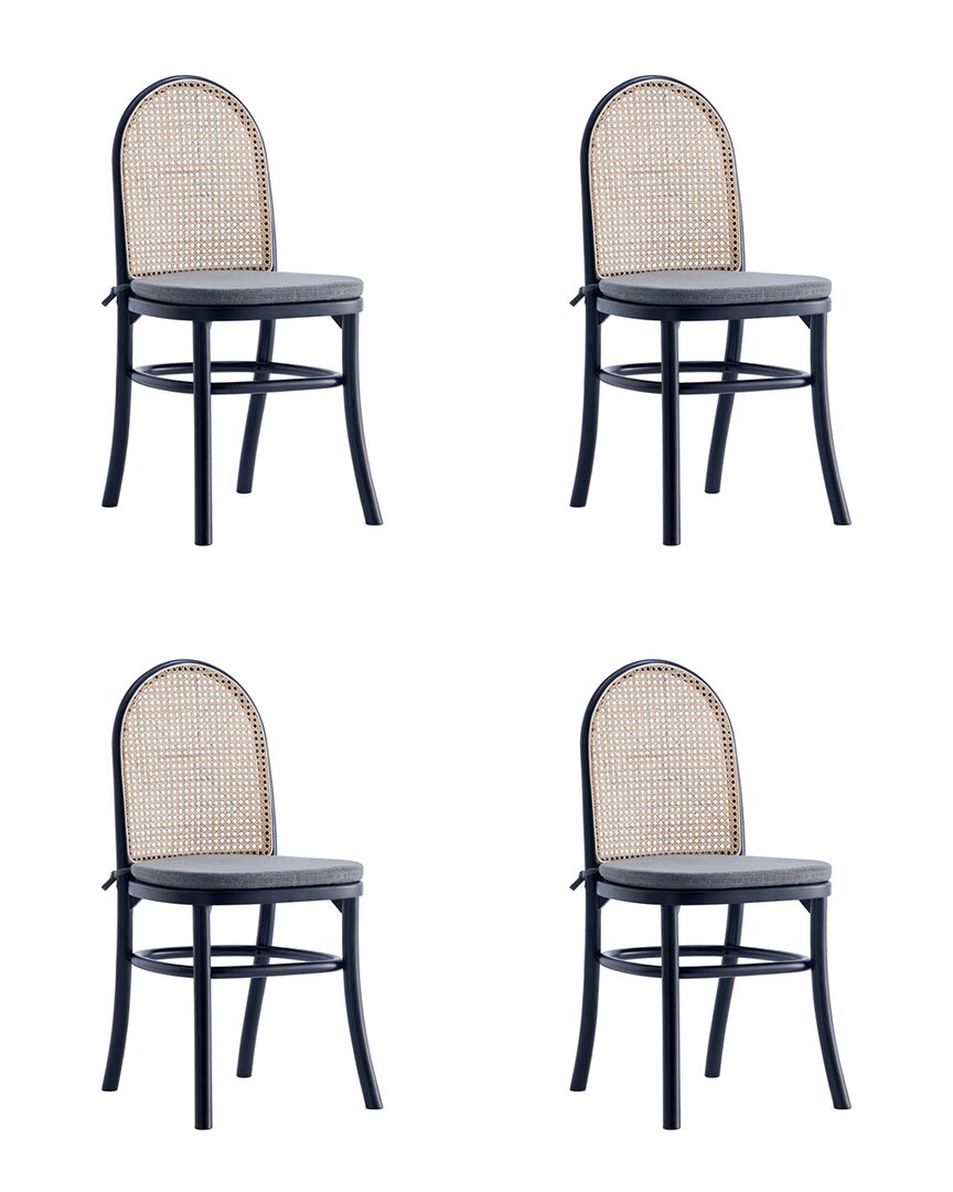 Manhattan Comfort Paragon 4-piece Ash Wood And Natural Cane Upholstered Dining Chair