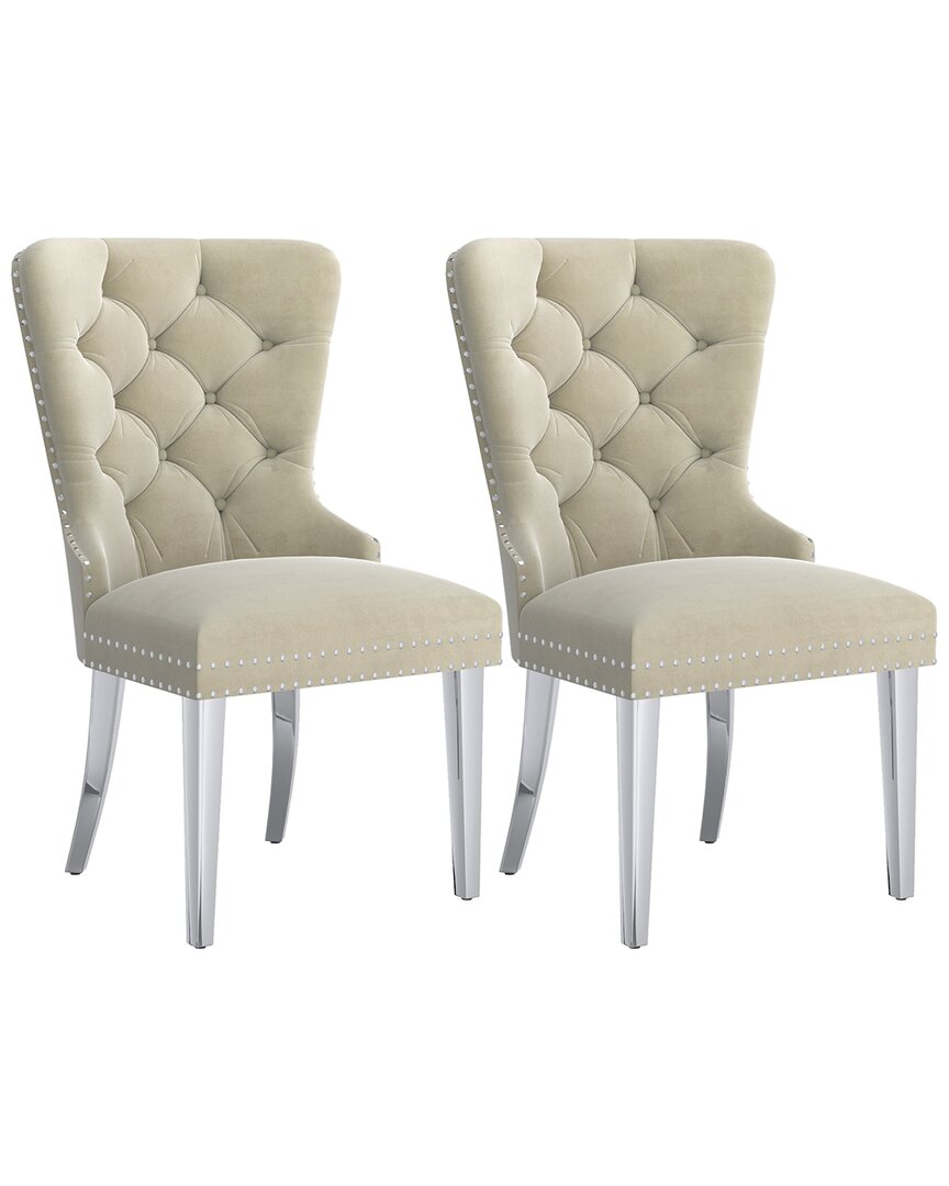 Worldwide Home Furnishings Set Of 2 Side Chairs In Ivory