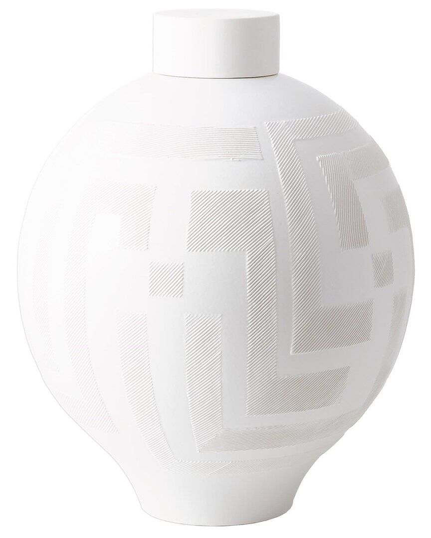 Global Views Chaco Lidded Jar In White