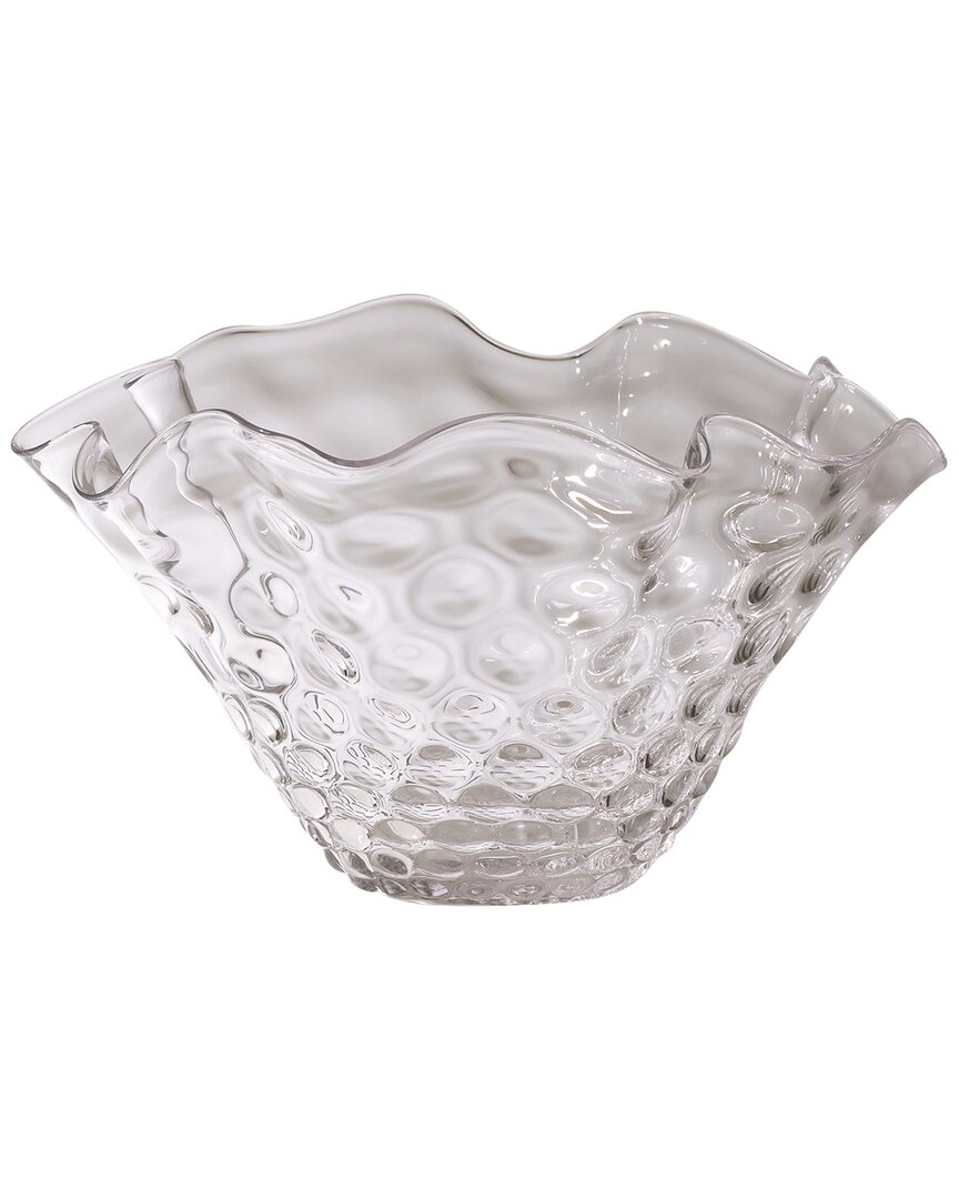 Global Views Honeycomb Optic Wavy Bowl In Clear