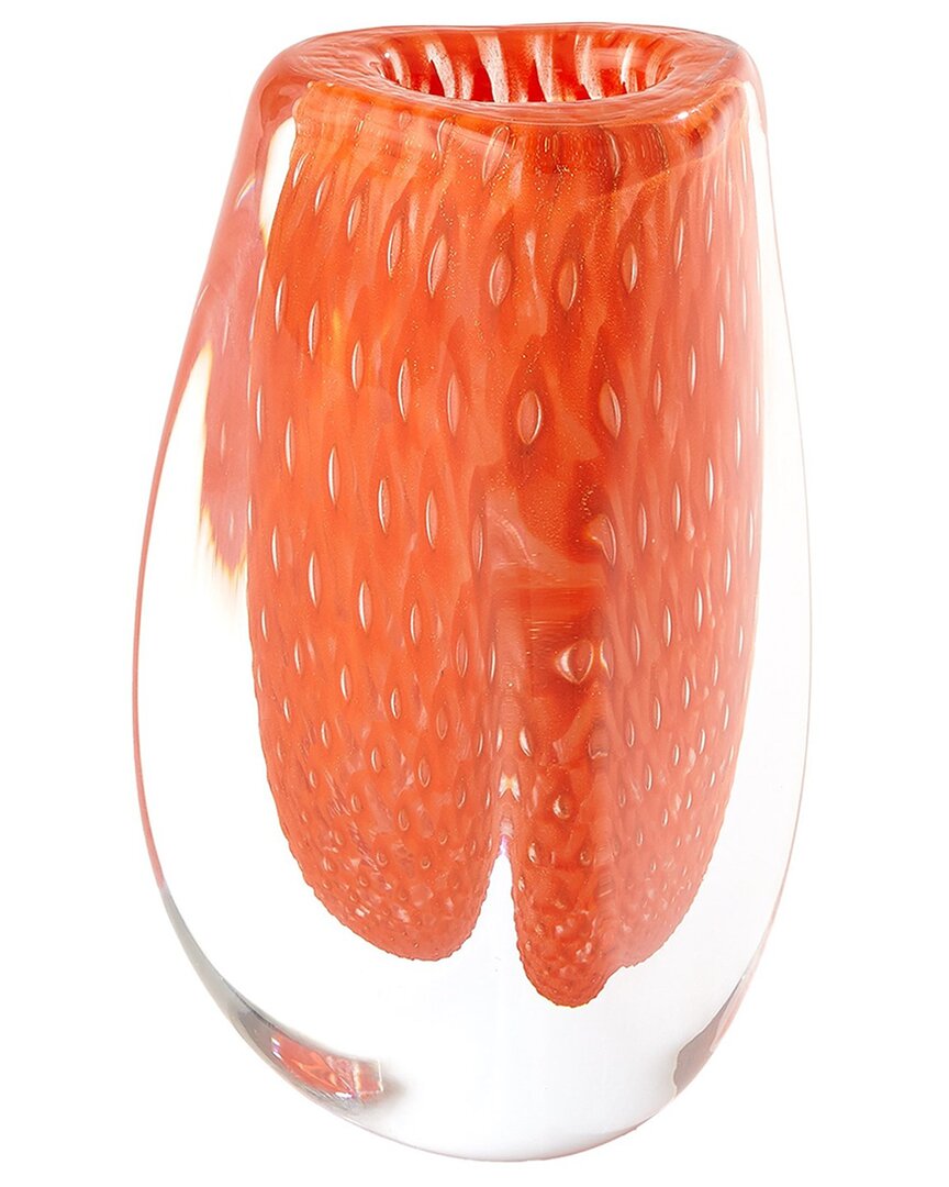 Global Views Triangular Bubbled Vase In Orange