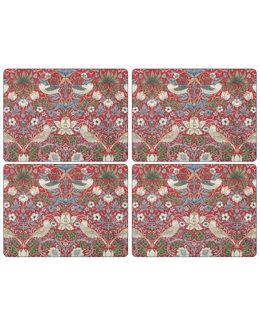 Pimpernel William Morris Strawberry Thief Set Of 4 Placemats In Red