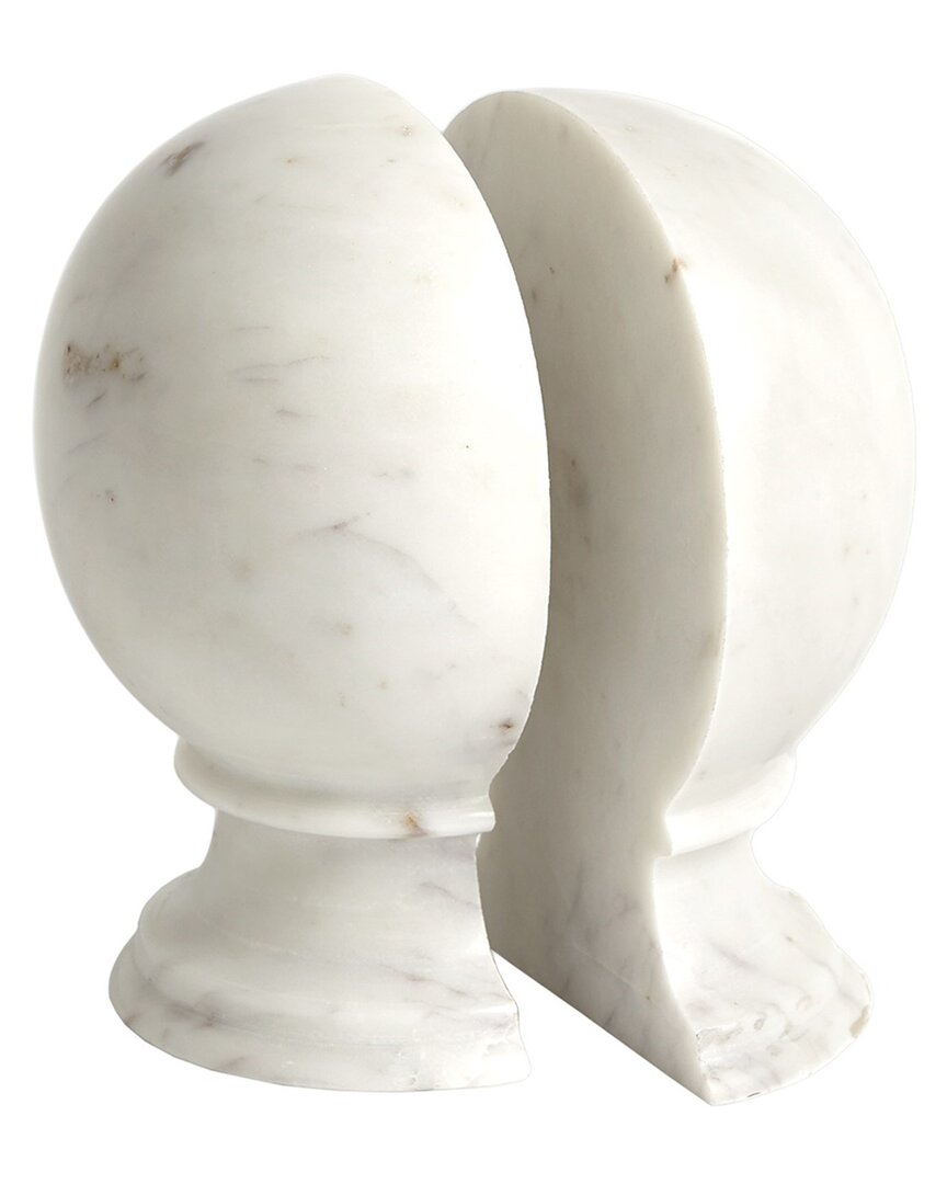 Global Views Marble Sphere Bookends In White