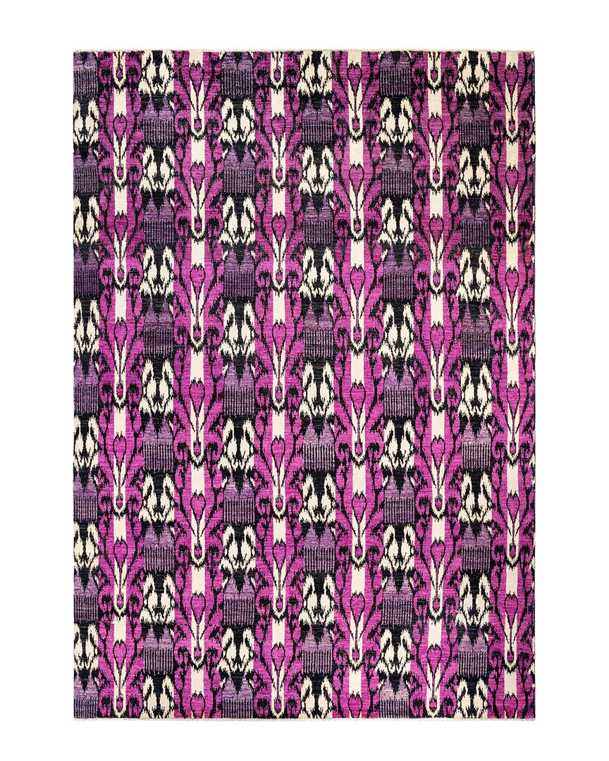 Solo Rugs Modern Hand-knotted Wool Rug In Purple
