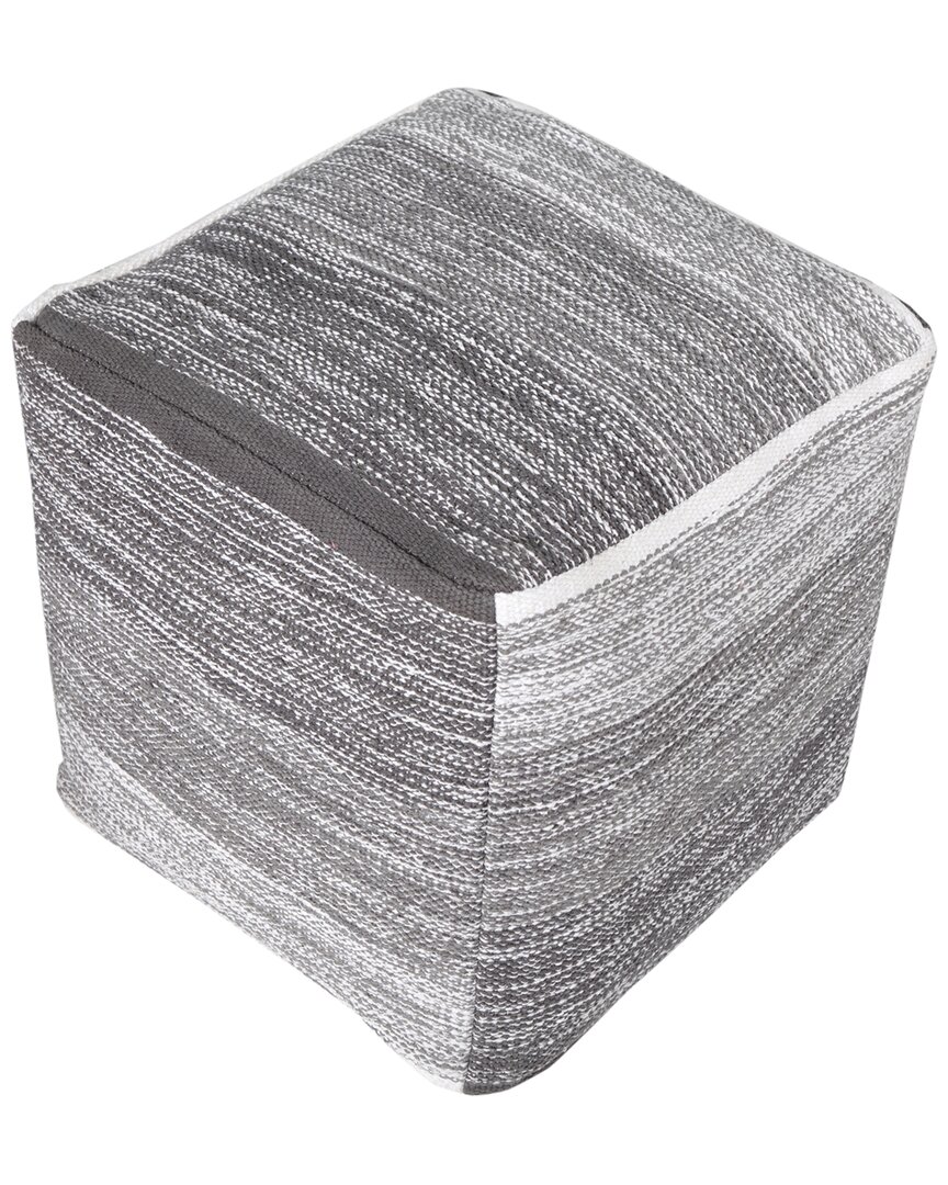Lr Home Peggy Grey/white Distressed Hand-woven Ottoman Pouf