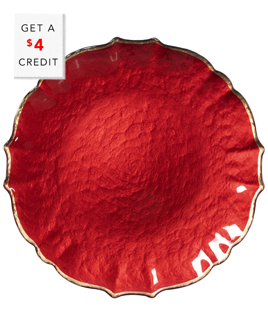 Vietri Viva By  Baroque Glass Red Service Plate/chargerte/cha With $4 Credit