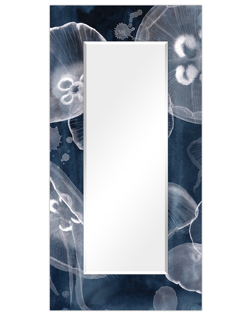 Empire Art Direct Moon Jellies Rectangular Beveled Wall Mirror On Free Floating Printed Tempered Art Glass 7 In Gray