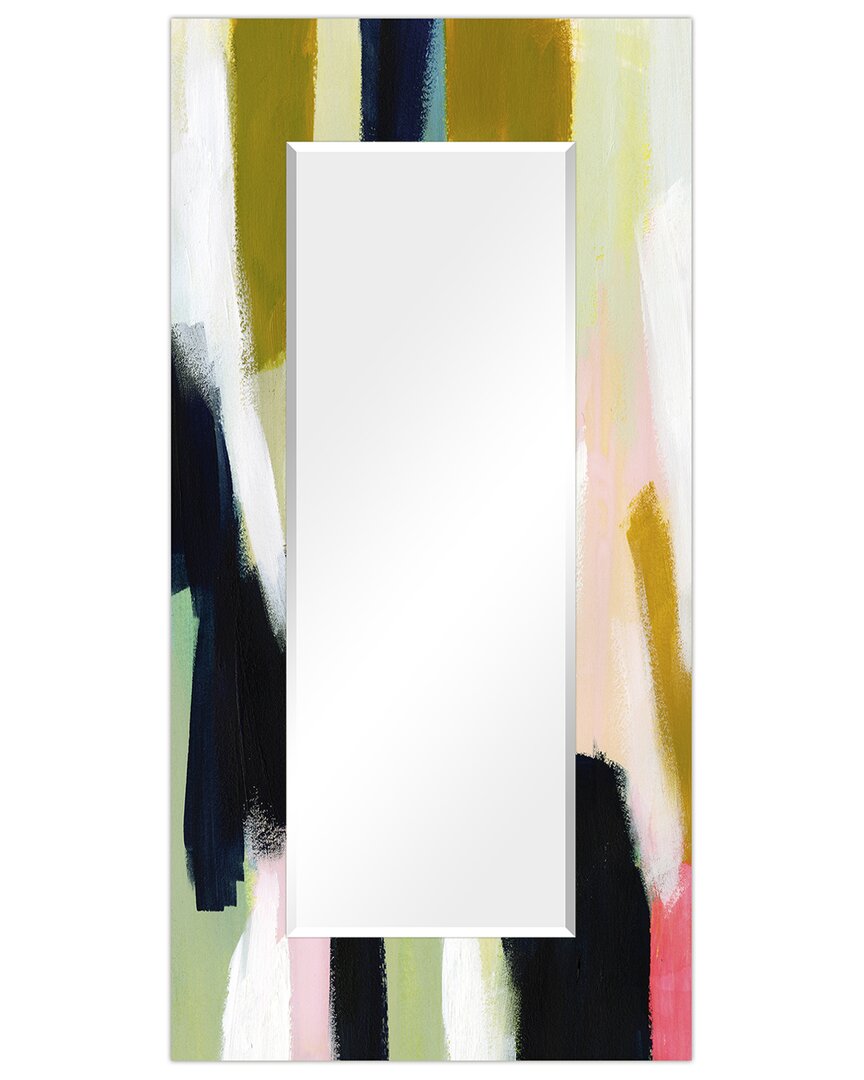 Empire Art Direct Sunder Ii Rectangular Beveled Wall Mirror On Free Floating Printed Tempered Art Glass 7