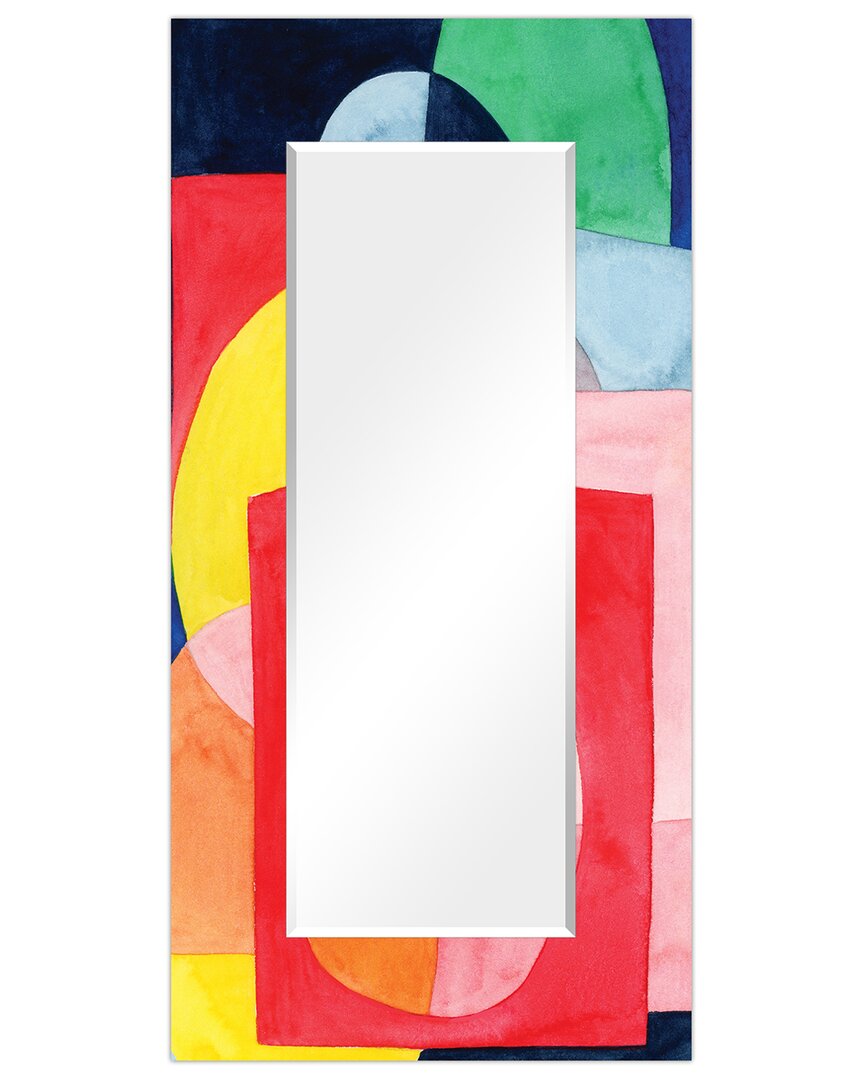 Empire Art Direct Launder Ii Rectangular Beveled Wall Mirror On Free Floating Printed Tempered Art Glass 7