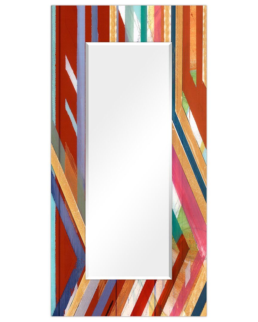 Empire Art Direct Lineal Color Rectangular Beveled Wall Mirror On Free Floating Printed Tempered Art Glass 7
