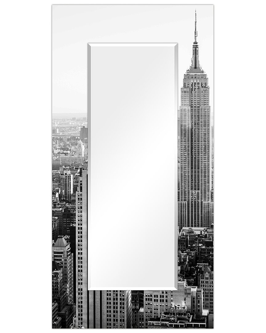 Empire Art Direct My N.y. Rectangular Beveled Wall Mirror On Free Floating Printed Tempered Art Glass 7