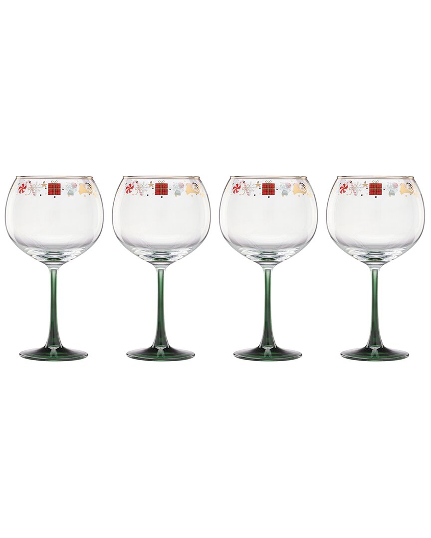 Lenox Set Of 4 Nutcracker Ballet Balloon Wine Glasses In Green