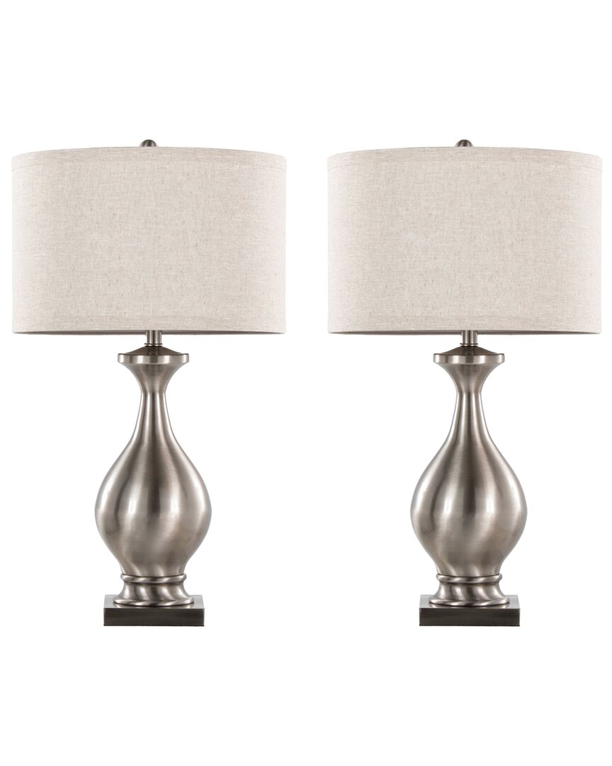 Lumisource Set Of 2 Pin 28in Contemporary Table Lamps With Grandview Gallery  Linen Shade