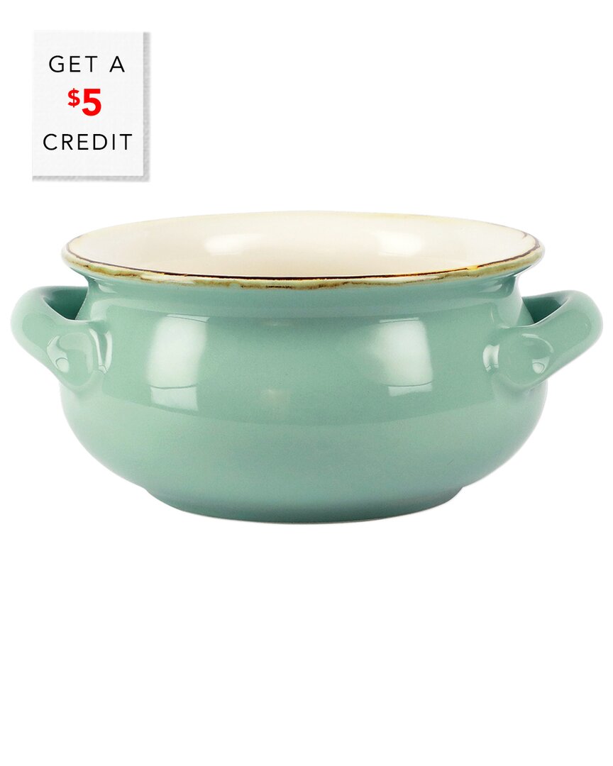 Vietri Italian Bakers Small Handled Round Baker With $4 Credit In Blue