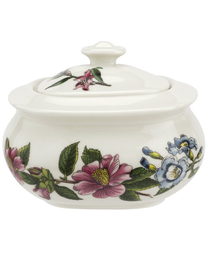 Portmeirion Stafford Blooms Covered Sugar Bowl In White