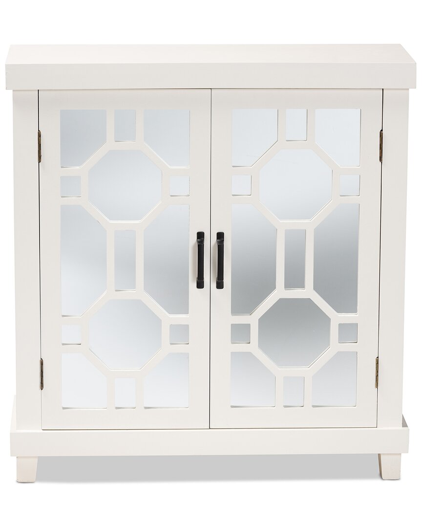 Design Studios Carlena Modern & Contemporary White Finished Wood & Mirrored Glass 2-door Sideboard