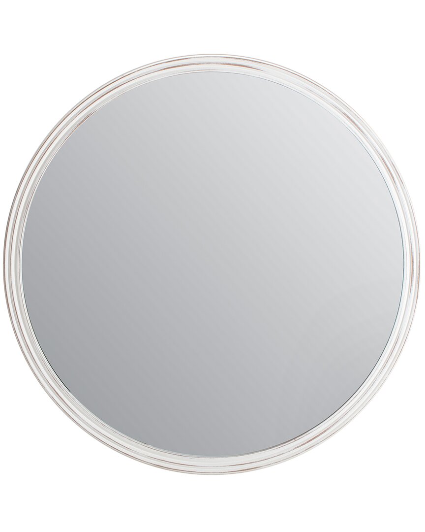 Fetco White 30in. Round Carved Frame Mirror