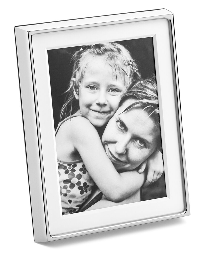 Georg Jensen Hand Polished Deco 5x7 Picture Frame In White