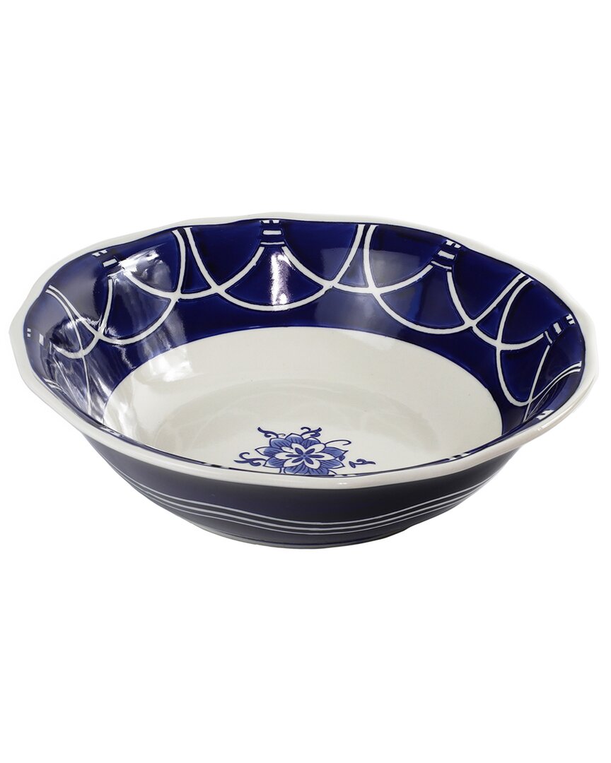 Euro Ceramica Blue Garden 12 Serving Bowl