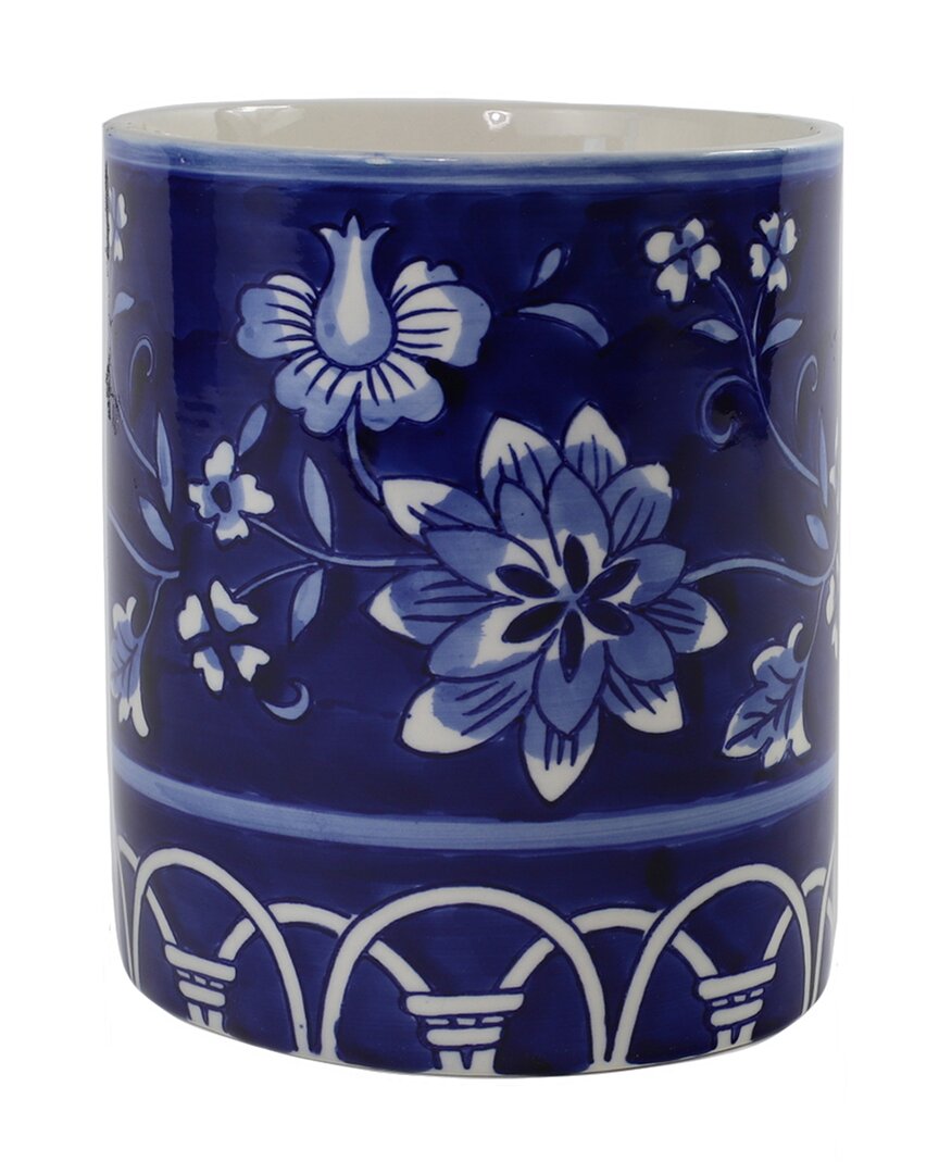 Euro Ceramica Blue Garden Utensil Holder