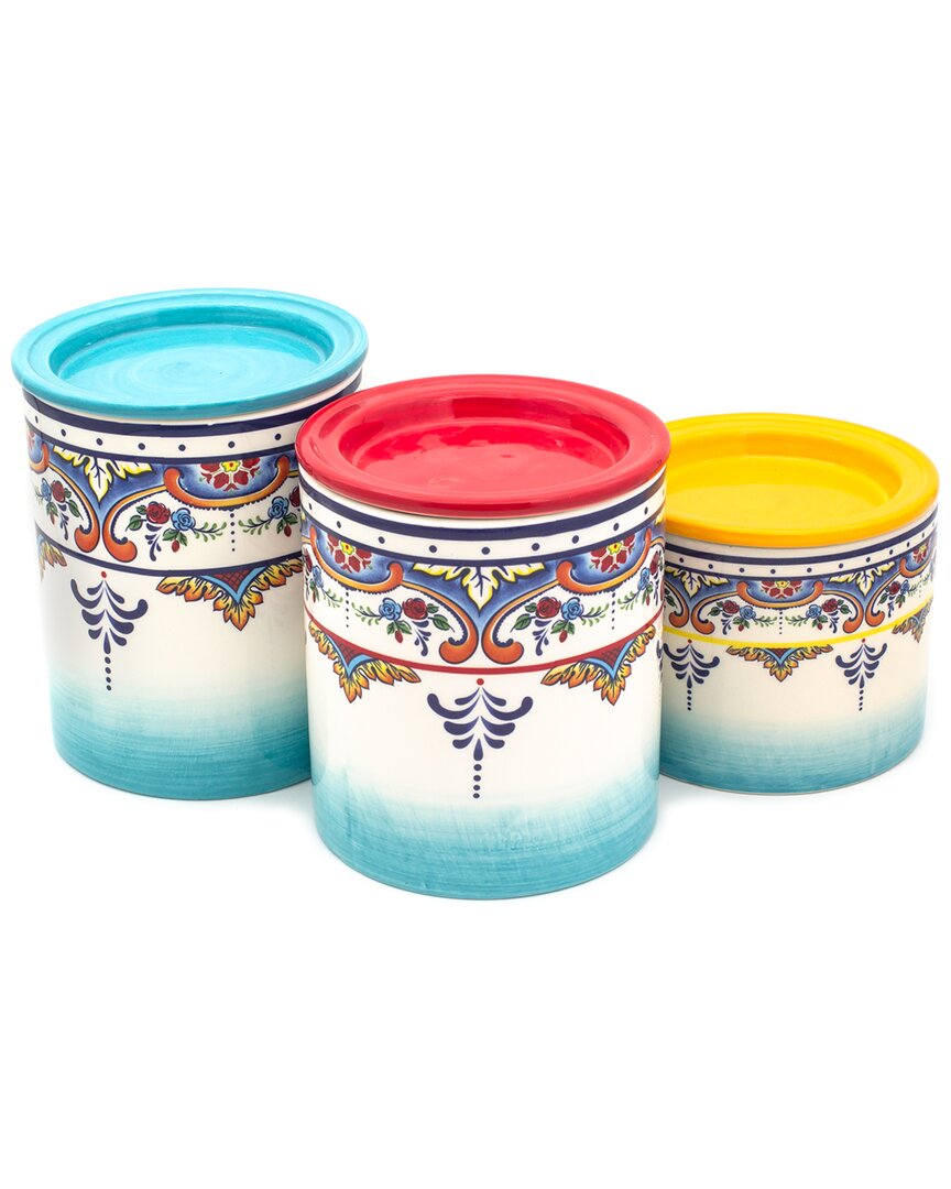 Euro Ceramica Zanzibar 3pc Canister Set In Multicolor