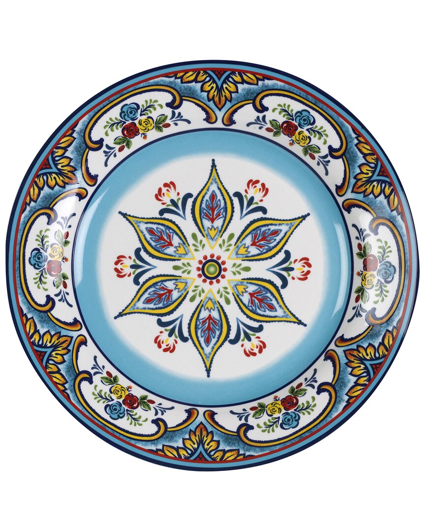 Euro Ceramica Zanzibar 4pc Stoneware Dinner Plate Set In Multicolor