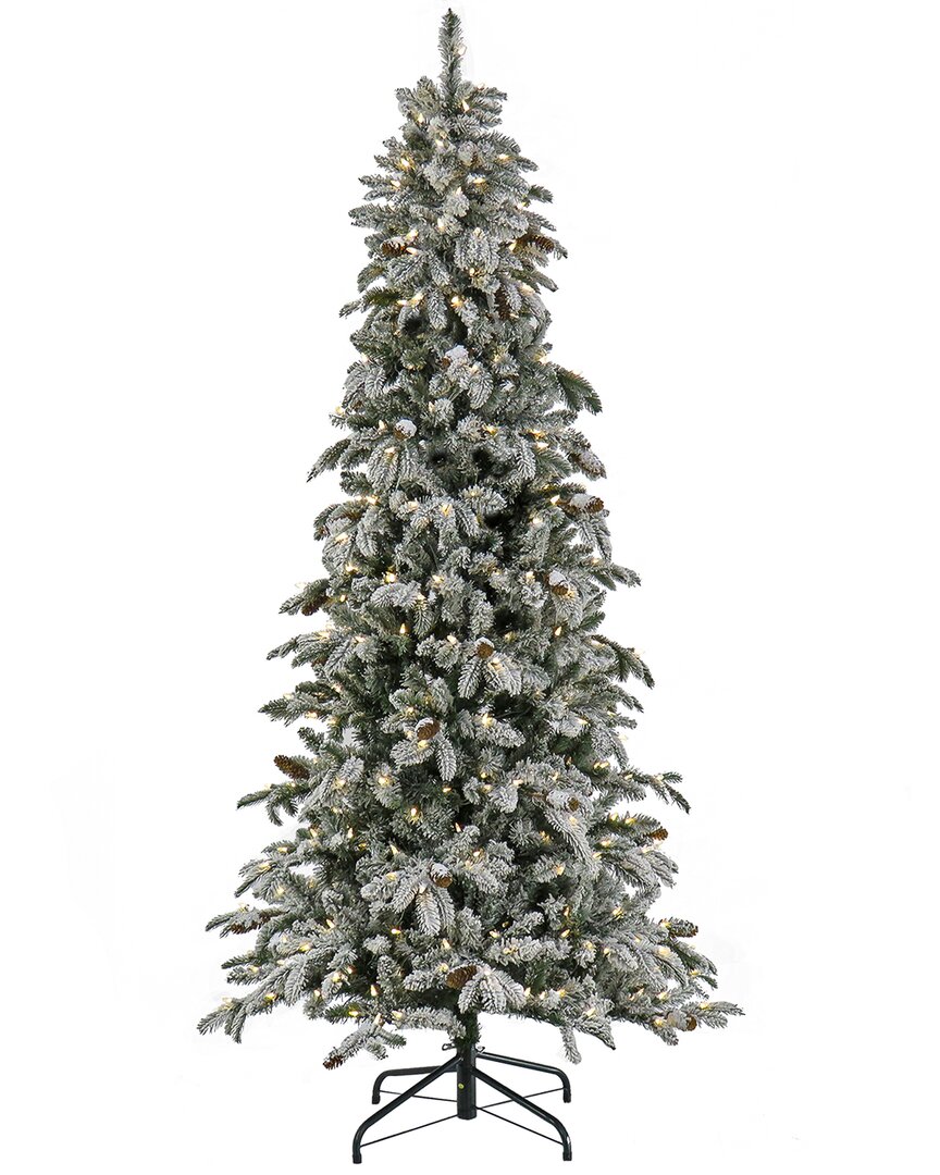 National Tree Company 7.5ft Pre-lit Snowy Vintin Fir Tree With Led Lights In Green