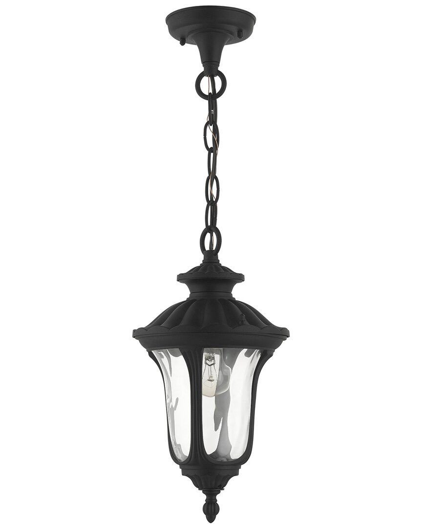 Livex Lighting 1 Light Textured Black Small Outdoor Pendant Lantern In Black